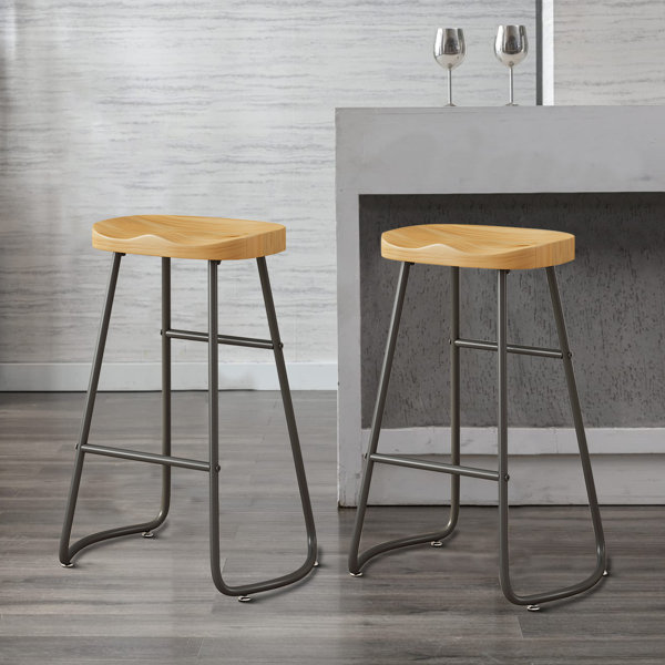17 Stories Winnefred Modern minimalist bar stool set with metal legs